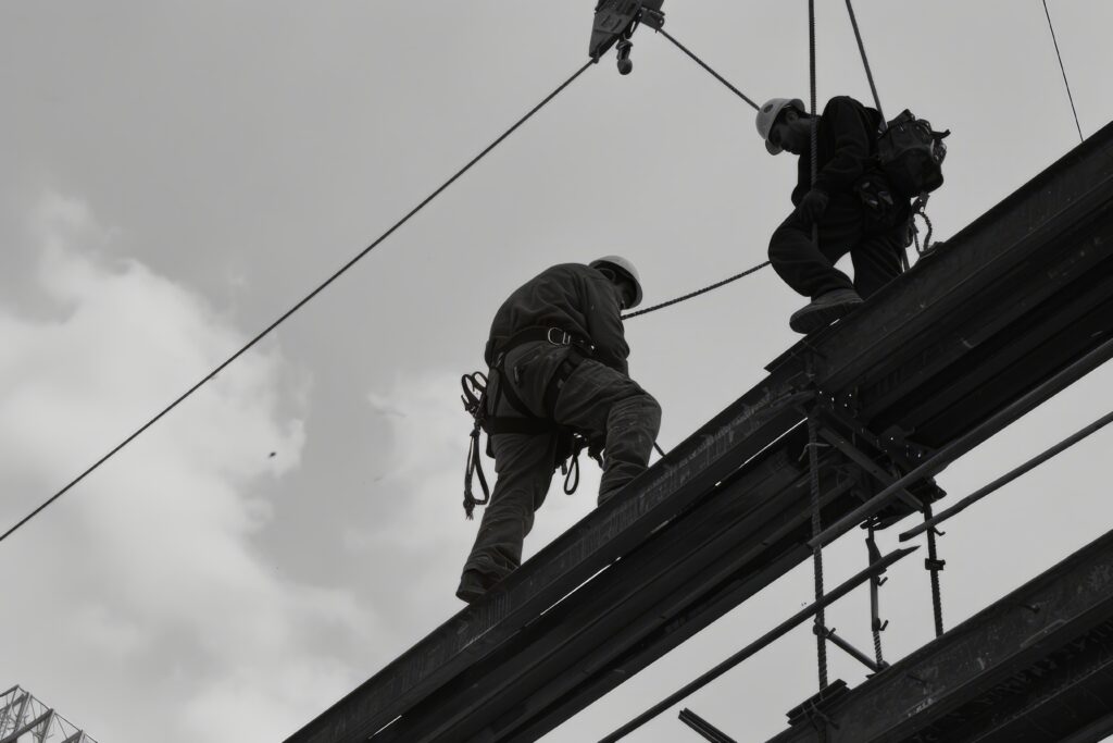 black white scene showcasing life construction workers site black white scene showcasing life construction workers site